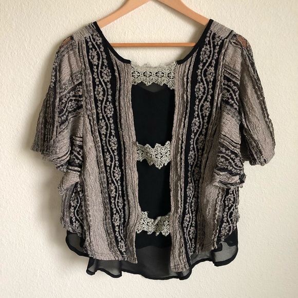 Hazel crochet and lace flutter sleeve top - Picture 4 of 8